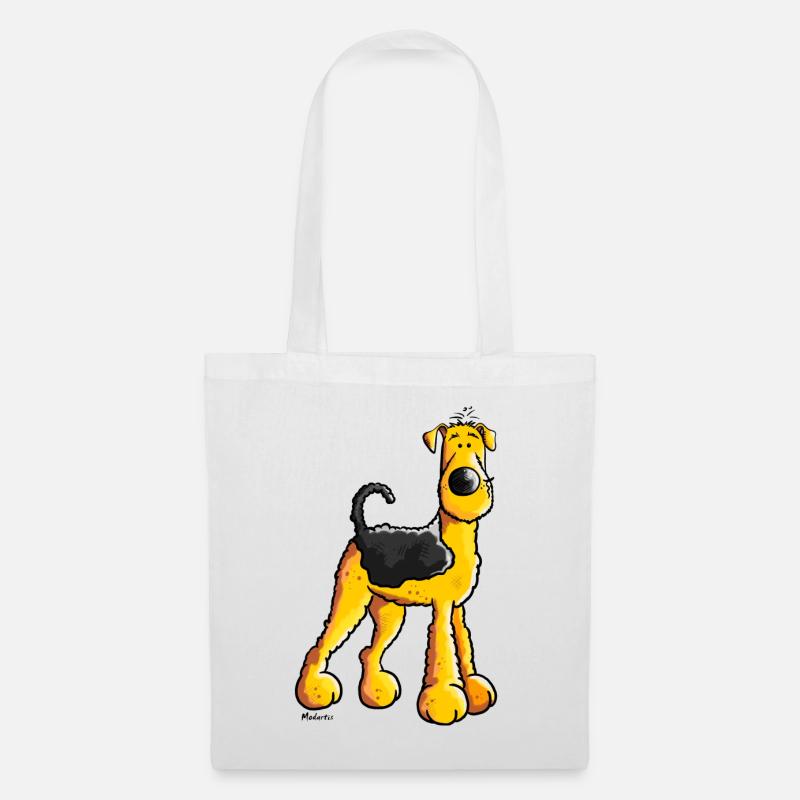 Süßer Airedale Terrier - Stoffbeutel - Weiß