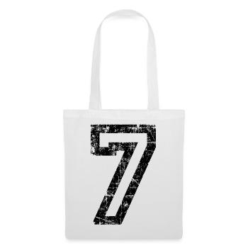 Zahl 7 (Vintage Weiß) 7. Geburtstag Nr. 7 - Stoffbeutel - Weiß - Vorne