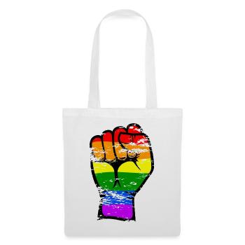 Regenbogenfarbe Flagge Hand Faust Symbol used - Stoffbeutel - Weiß - Vorne