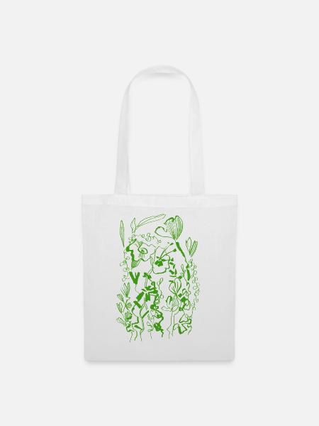 GRÜNE BLUMEN - Stoffbeutel - Weiß