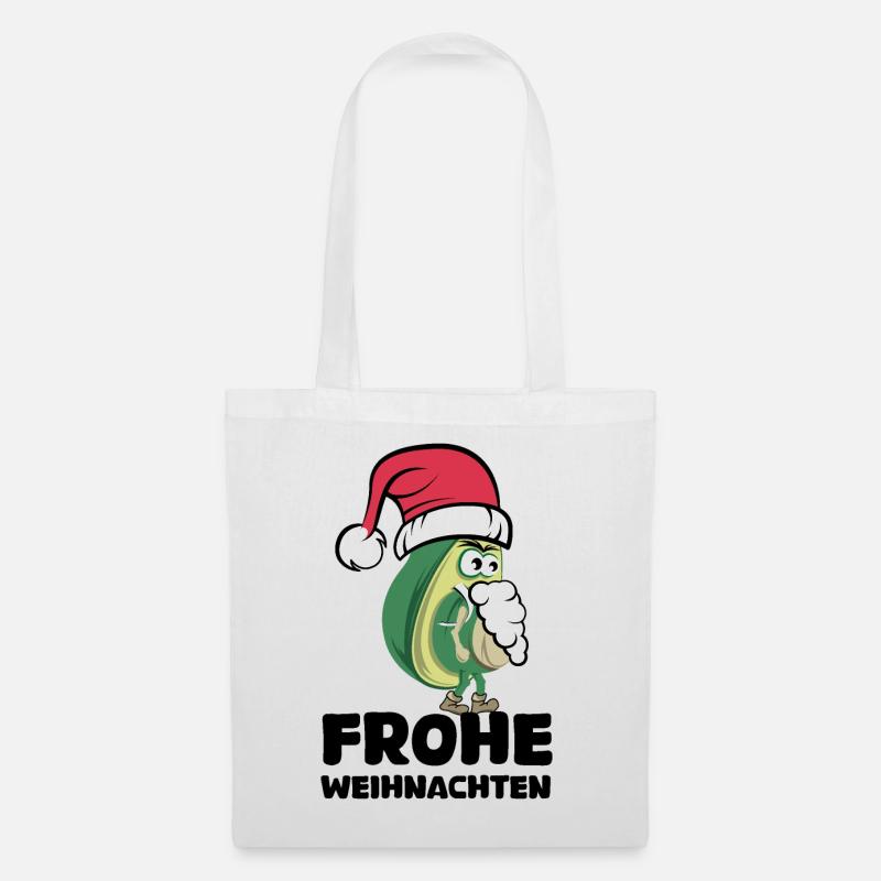 avocado frohe Weihnachten Bart comic cartoon Logo - Stoffbeutel - Weiß