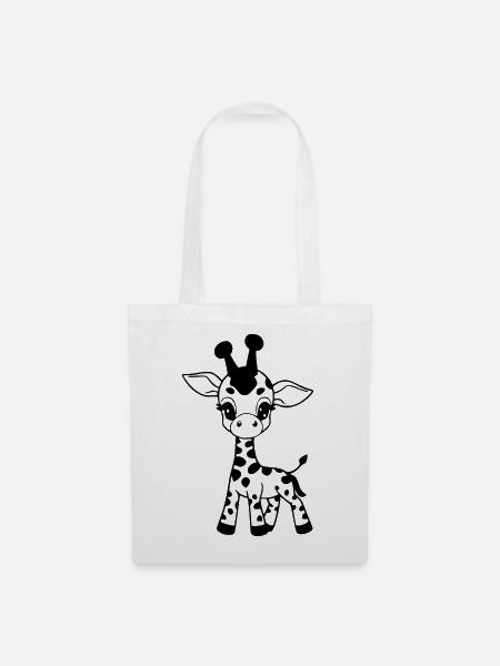 Giraffe Giraffenbaby - Stoffbeutel - Weiß