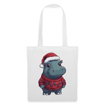 Nilpferd Weihnachten Xmas - Stoffbeutel - Weiß - Vorne