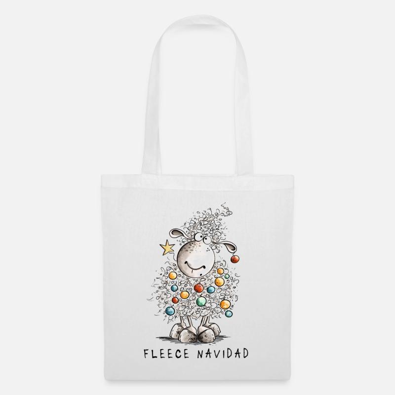 Fleece Navidad Christmas Sheep Cartoon Sheep - Tote Bag - white