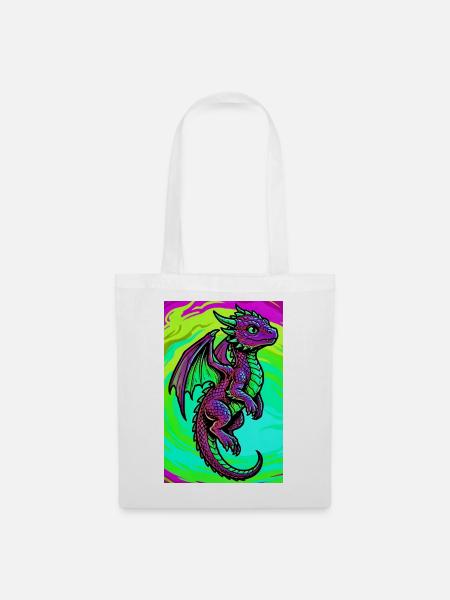 Drache - Stoffbeutel - Weiß