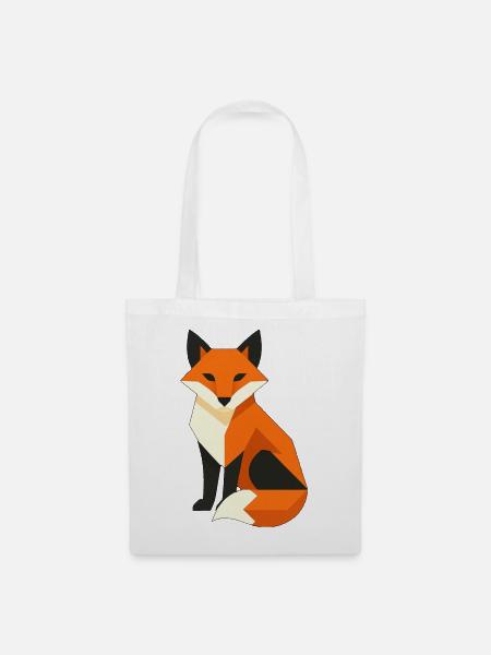 Geometrischer Fuchs – Dark Fox Design - Stoffbeutel - Weiß