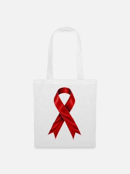 AIDS Awareness – Rote Schleife - Stoffbeutel - Weiß