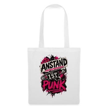 Anstand ist Punk – Pinkes Statement mit Nadel - Stoffbeutel - Weiß - Vorne