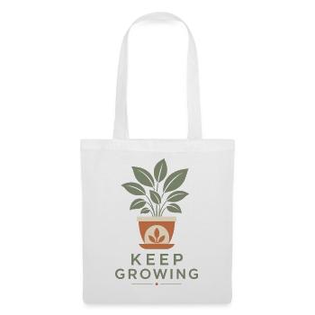 Keep Growing Pflanze Blumentopf Spruch Statement - Stoffbeutel - Weiß - Vorne