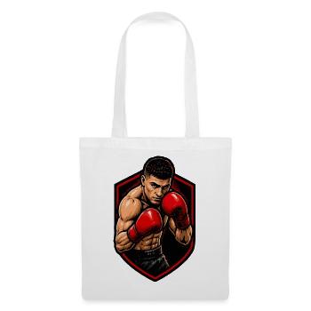 Boxer mit roten Handschuhen Schild - Stoffbeutel - Weiß - Vorne