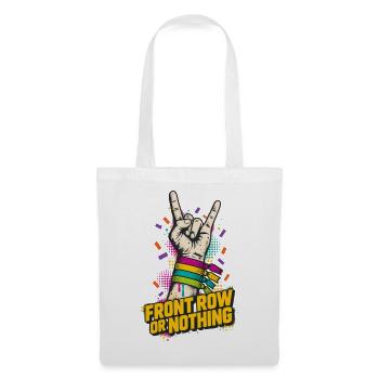 Front Row or Nothing – Rock Pride Handzeichen - Stoffbeutel - Weiß - Vorne