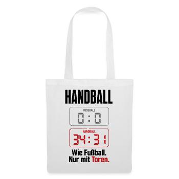 Handball – Wie Fußball, nur mit Toren - Stoffbeutel - Weiß - Vorne