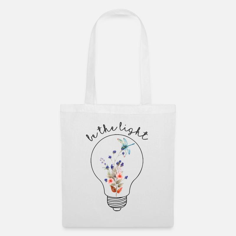 Be the Light A Lightbulb Lamp with Flowers - Stoffbeutel - Weiß