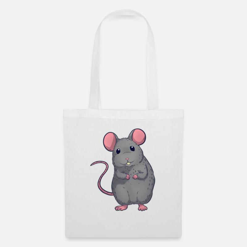Maus Ratte - Stoffbeutel - Weiß