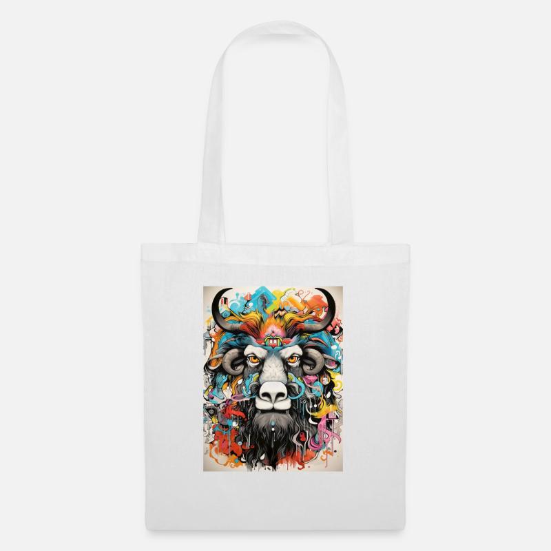 Bison Graffiti Geometry - Tote Bag - white