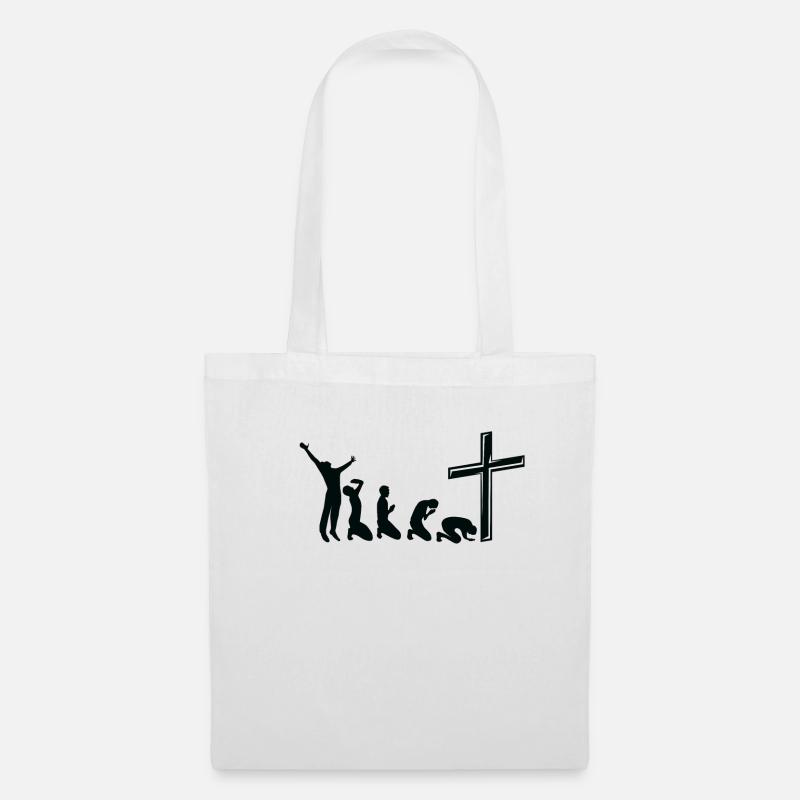 Lustig Jesus Evolution Religion Christen Geschenk - Stoffbeutel - Weiß