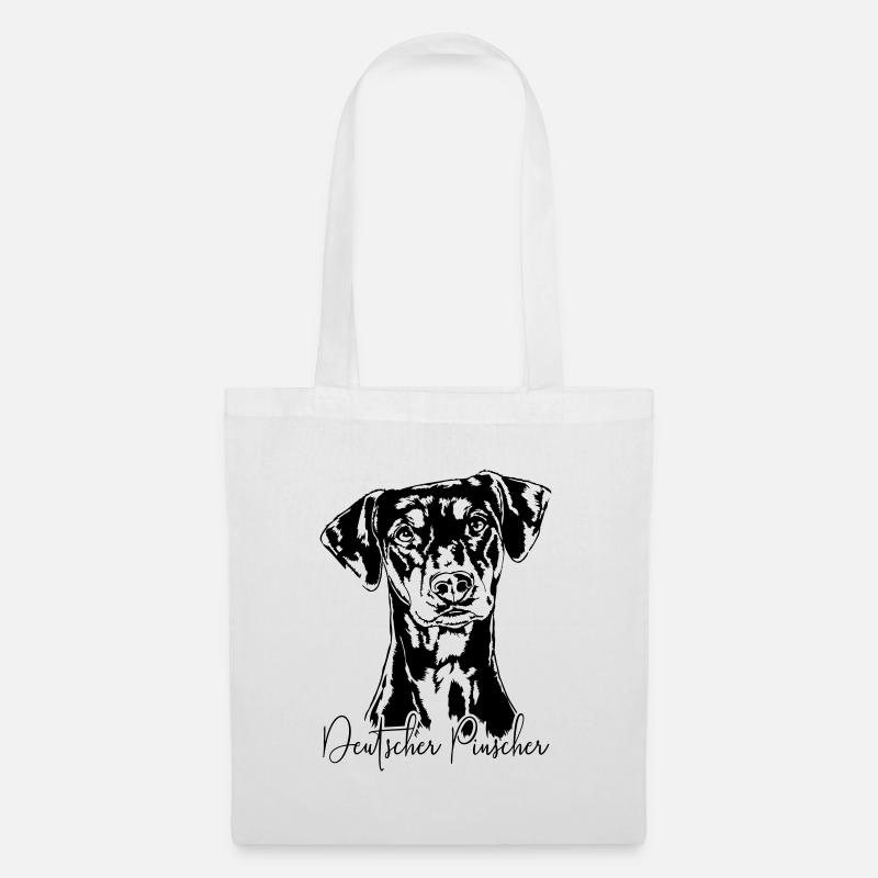 DEUTSCHER PINSCHER Hund Hunde Wilsigns - Stoffbeutel - Weiß