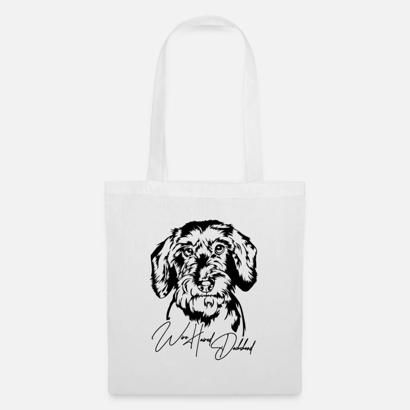 Wire Haired Dachshund Portrait Hunde Wilsigns - Stoffbeutel - Weiß