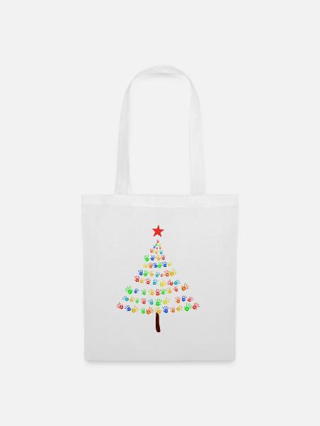 Weihnachtsbaum Kinder Frieden - Stoffbeutel - Weiß