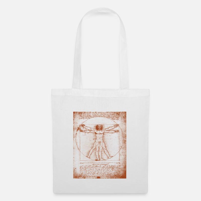 Leonardo DaVinci vitruvian Man Print - Stoffbeutel - Weiß