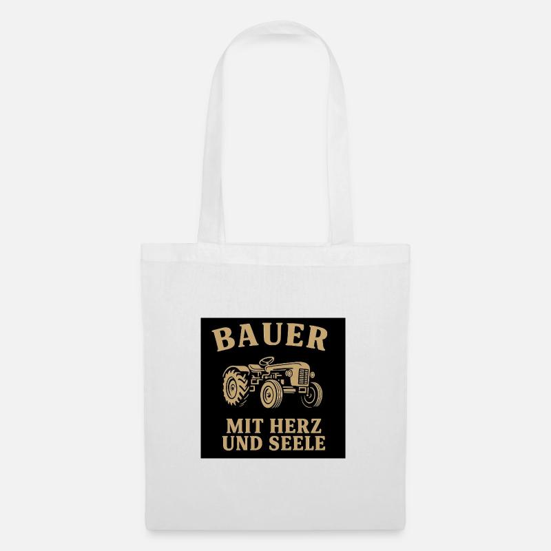 Bauerherz Traktor Motiv - Stoffbeutel - Weiß