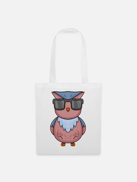 coole Eule mit Sonnenbrille - Stoffbeutel - Weiß