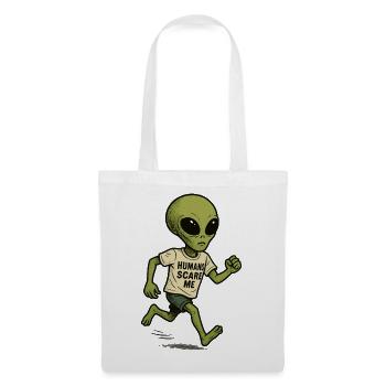 Alien Extraterrestre avec de l’humour - Les humains me font peur - Sac en tissu - blanc - Devant