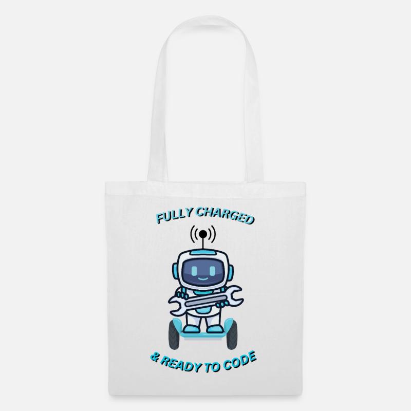 Robot avec clé - Sac en tissu - blanc