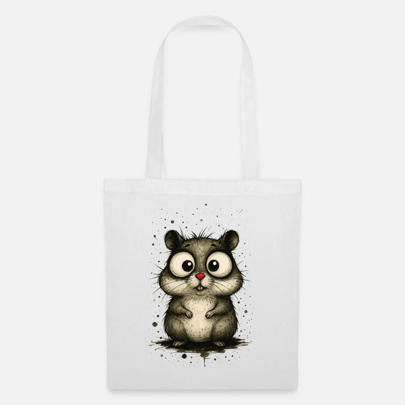 Funny hamster with big eyes – comic splash - Tote Bag - white
