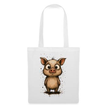 Funny piglet with big eyes – splash - Tote Bag - white - Front