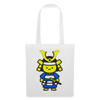 Samouraï Kawaii en Bleu - Sac en tissu - blanc - Devant