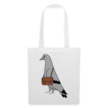 Pigeon with Bag – Urban Minimal Illustration - Tote Bag - white - Front
