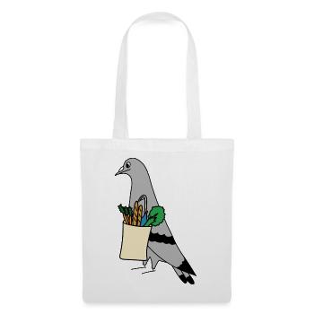 Sac d’épicerie Pigeon – Illustration minimaliste urbaine - Sac en tissu - blanc - Devant