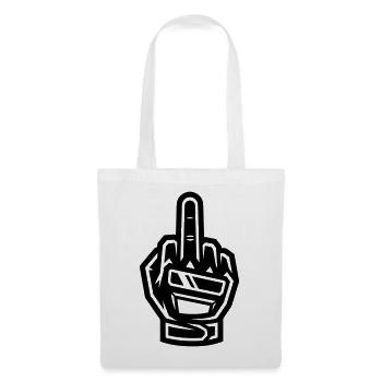 Mittelfinger Handschuh Schwarz Symbol - Stoffbeutel - Weiß - Vorne