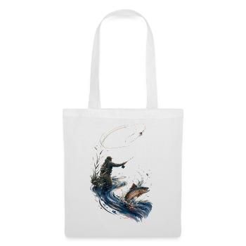 Fisherman in Action: Watercolor Salmon - Tote Bag - white - Front