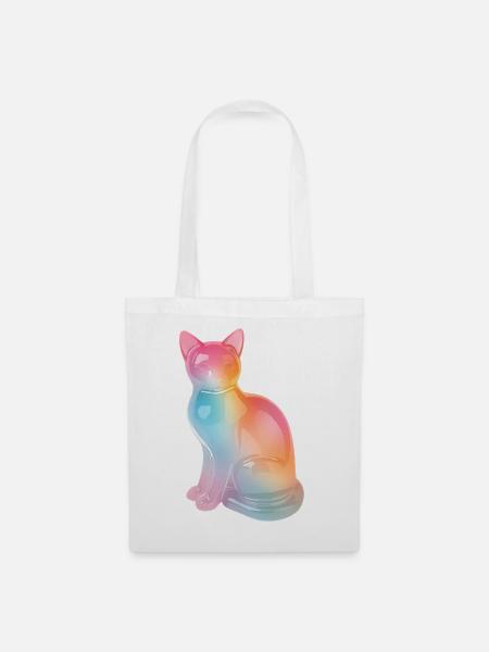 Regenbogenkatze Prisma - Stoffbeutel - Weiß