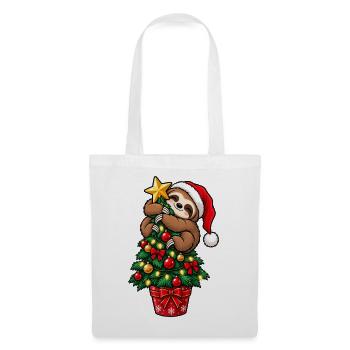 Weihnachten Faultier Tannenbaum Geschenkidee - Stoffbeutel - Weiß - Vorne