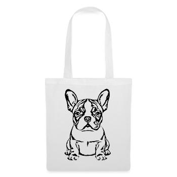 Französische Bulldogge Welpe Hundebaby Geschenk  - Stoffbeutel - Weiß - Vorne