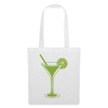Grünes Limetten-Cocktailglas Silhouette - Stoffbeutel - Weiß - Vorne