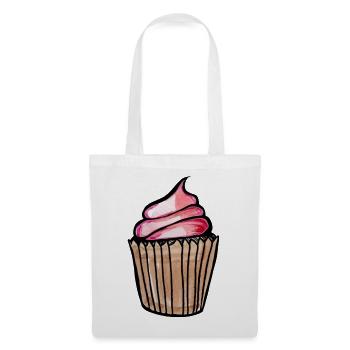 Cupcake-Wirbel-Skizze auf Schwarz - Stoffbeutel - Weiß - Vorne