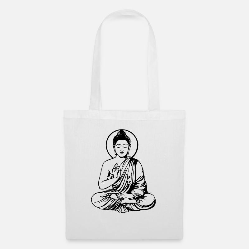 Buddha-Vektor-Outline - Stoffbeutel - Weiß