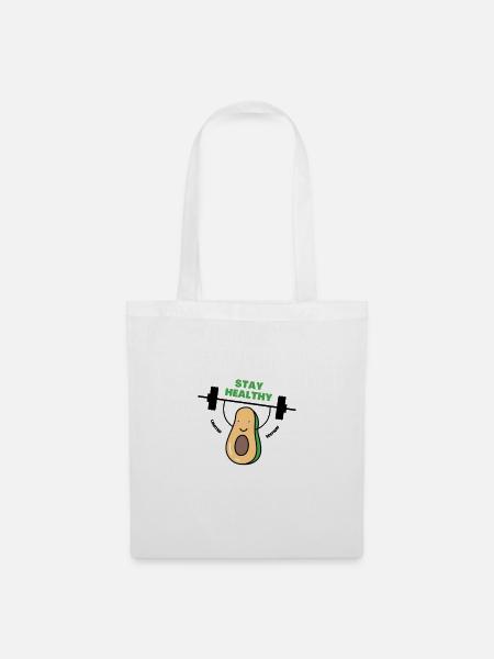 Green White Minimalist Avocado Gym T shirts - Stoffbeutel - Weiß