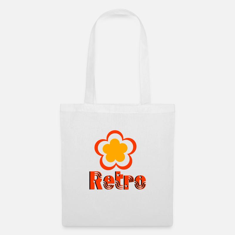 Retro - Blume - Stoffbeutel - Weiß
