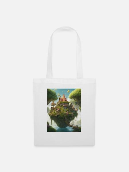 Schwebendes Elfendorf - Stoffbeutel - Weiß