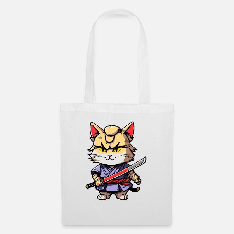 Samurai Cat #31 - Tote Bag - white