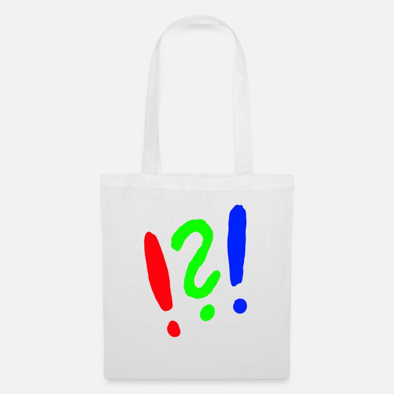 Point d’exclamation/point d’interrogation style bande dessinée - Sac en tissu - blanc