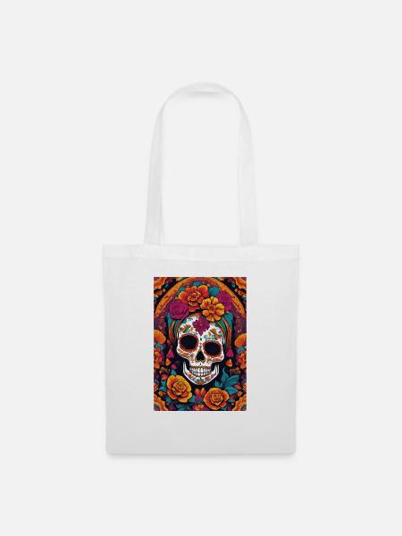 Sugar Skull TShirt - Stoffbeutel - Weiß