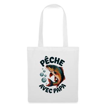Pêche avec papa T-shirt de pêche pour enfants - Sac en tissu - blanc - Devant