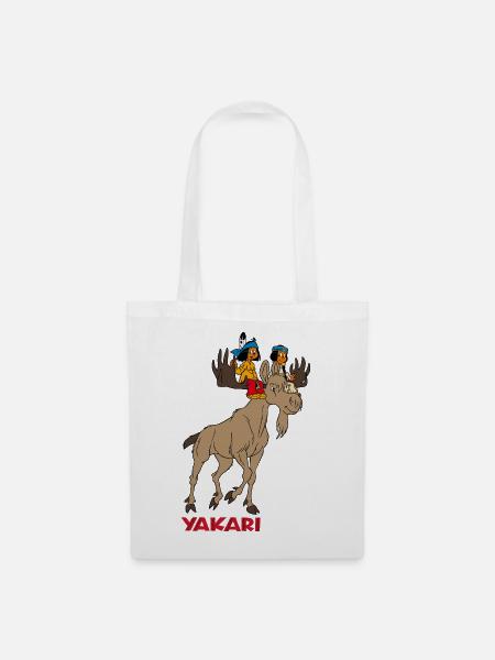 Yakari mit Elch - Stoffbeutel - Weiß
