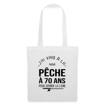 70 ans je vais à la pêche pour garder la ligne - Sac en tissu - blanc - Devant